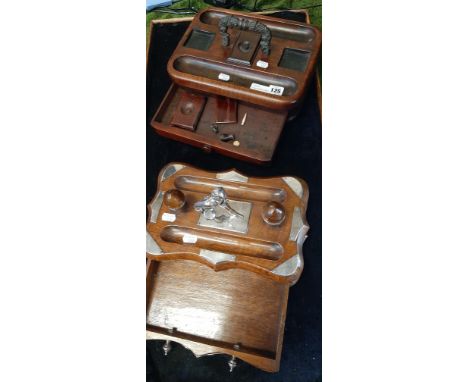FIGURAL INKWELL &amp; WOOD DESK INKWELL