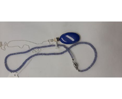 LAPIS LAZULI PENDANT &amp; CHAIN &amp; TANZANITE GEMSTONE NECKLACE