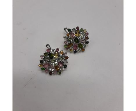STERLING SILVER TOURMALINE GEMSTONE EARRINGS