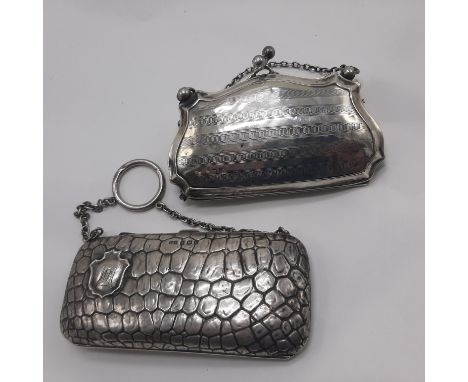 VICTORIAN HM SILVER PURSE, CROCODILE DESIGN G.E WALTON 1905