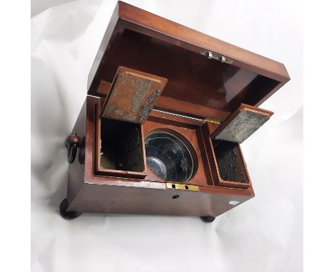 WOOD TEA CADDY WITH GLASS