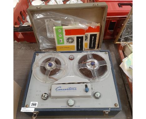 VINTAGE CONCERTONE BY FISHER ELECTRONICS REEL TO REEL PLAYER WITH 2 TAPES