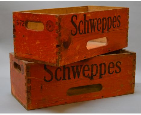 2 Vintage "Schweppes" wooden crates.