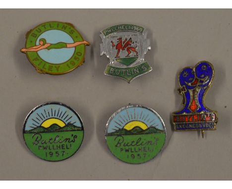 5 enamel Butlins badges