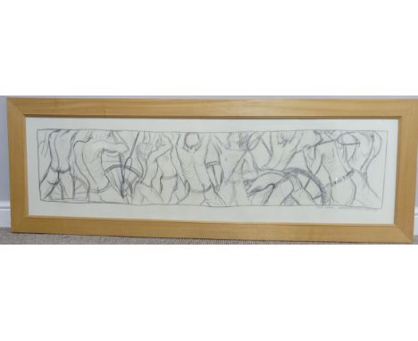 Ann Farley (British, b. 1958) Haymaking, pencil sketch, signed Ann Moore, June '93, image size appx. 28cm x 135cm, framed. 