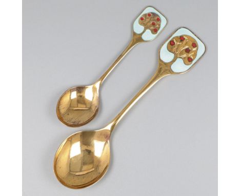 With gilding and enamel details. Germany, Flensburg, Robbe &amp; Berking, 1982, hallmarks: moon, crown, maker's mark, 925 - m
