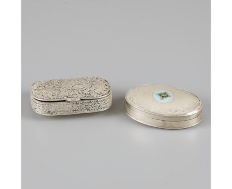 Consisting of an oval model with remnants of guilloche enamel decoration and gilding on the inside, and a rectangular model w