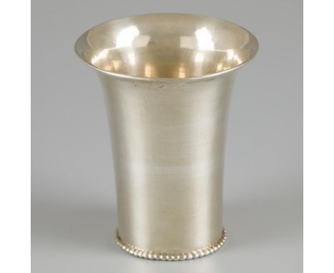 Sleek model with folded edge and bottom with pearl edge decoration. 20th century, hallmarks: Unknown hallmarks, Silver, ZII -