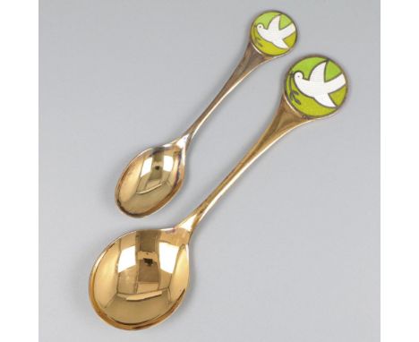 With gilding and enamel details. Germany, Flensburg, Robbe &amp; Berking, 1981, hallmarks: moon, crown, maker's mark, 925 - m