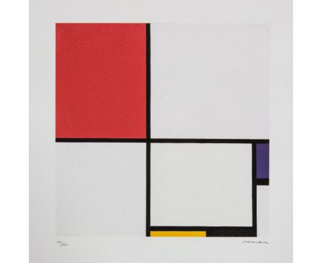 Piet Mondrian (after) 'Composition III, with Red, Blue, Yellow and Black' lithography print, plate signed bottom right, numbe