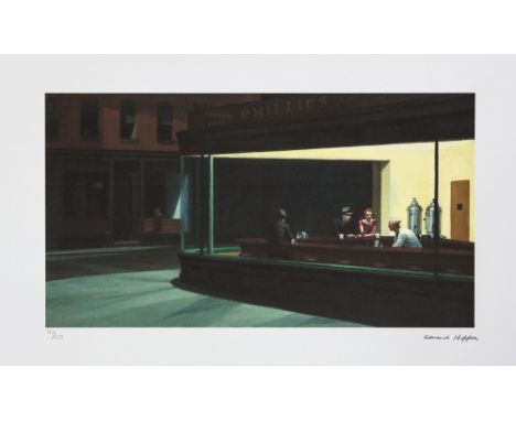 Edward Hopper (after) 'Nighthawks' lithography print, limited adition 120/150, signed bottom right, numbered with pencil bott