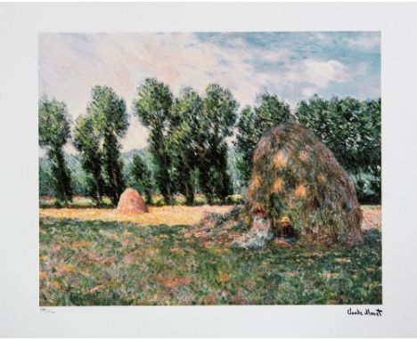 Claude Monet (after) 'Haystacks The Young Ladies of Giverny Sun Effect' lithography print, sheet size 50 x 70 cm, plate signe