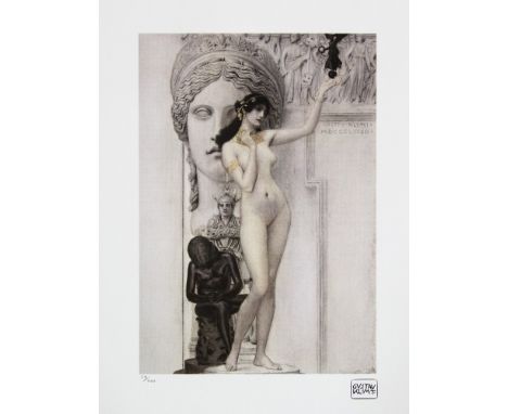 Gustav Klimt (after) 'Allegory of Sculpture' limited edition of 200, chromolithography, plate signed bottom right, numbered w