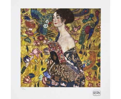 Gustav Klimt (after) 'Lady with Fan' limited edition of 200, chromolithography, plate signed bottom right, numbered with penc