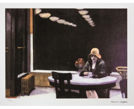 Edward Hopper (after) 'Automat' lithography print, limited adition 102/150, signed bottom right, numbered with pencil bottom 