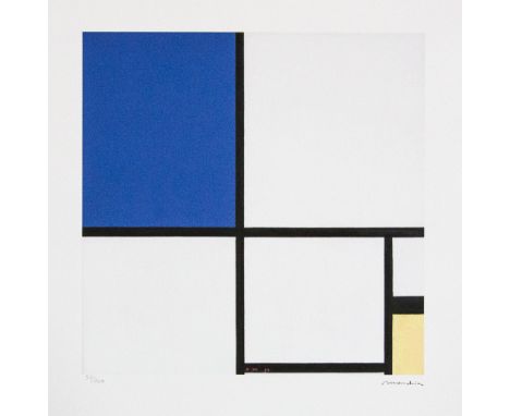 Piet Mondrian (after) 'Composition No. II with Blue and Yellow' lithography print, plate signed bottom right, numbered with p
