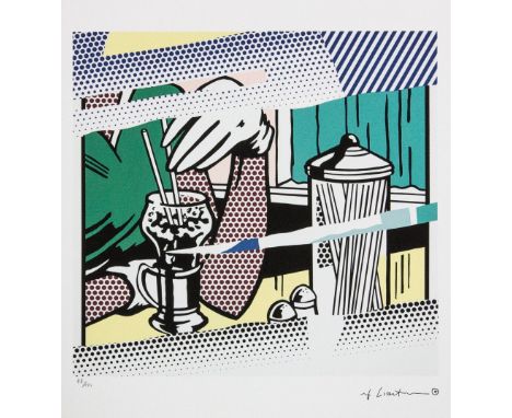 Roy Lichtenstein (after) 'Reflections on Soda Fountain' limited edition of 150, lithography print, plate signed bottom right,