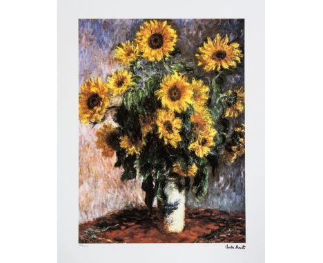 Claude Monet (after) 'Sunflowers' lithography print, sheet size 50 x 70 cm, plate signed bottom right, numbered with pencil b