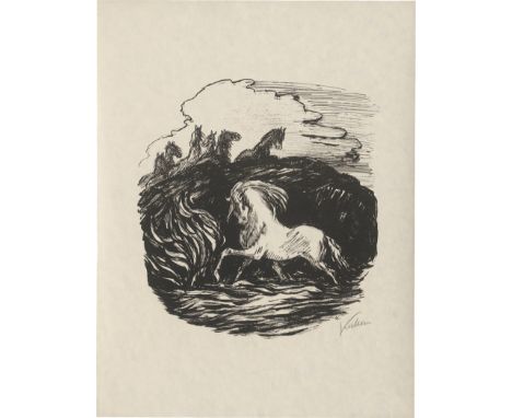 Kubin, Alfred -- Ali, der Schimmelhengst11 Lithographien auf Japan und 4 Bl. lithograph. Titel und Inhaltsverzeichnis. 1932.4