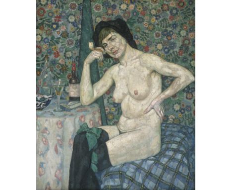 Durm, Leopold -- KokotteÖl auf Leinwand. Um 1910.115 x 100 cm.Verso mit Bleistift (evtl. von fremder Hand) bezeichnet "Leopol