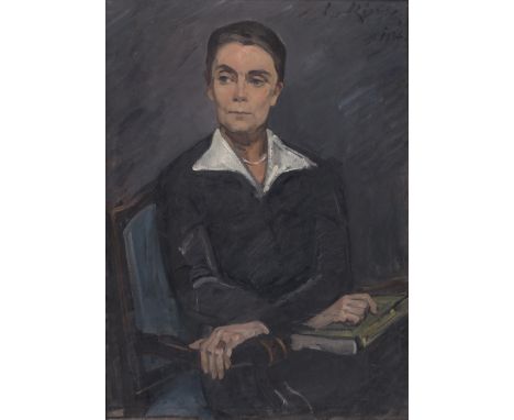 König, Leo von -- Portrait Hilde WolfÖl auf Leinwand. 1936.97 x 71 cm.Oben rechts mit Pinsel in Schwarz signiert "L. v. König