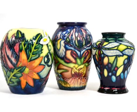 Moorcroft pottery: a group of three vases, Castle Garden, limited edition 30/500, made for Talents of Winsor by Debbie Hancoc