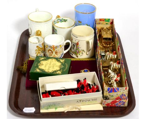 A group of Royal Commemorative Wares including a model of the royal coach, felt figures etc