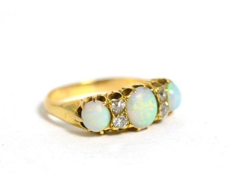 Opal and diamond ring