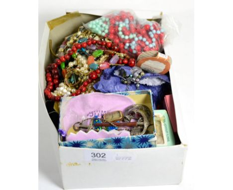 A quantity of costume jewellery including enamel butterfly brooch, Scottish silver brooch, two 9ct gold wristwatches, anchor 