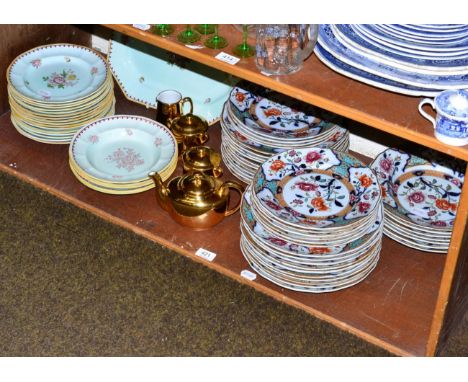 A part service of 19th century Eugenie dinner wares including twenty one dinner plates; a Royal Worcester tea service and a g