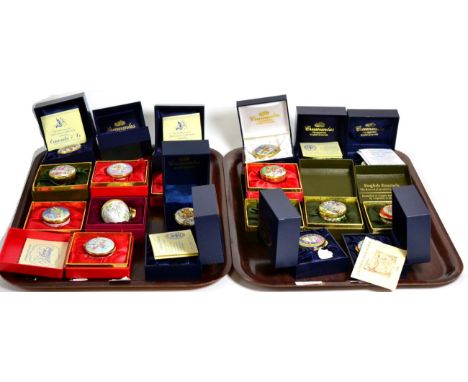 Twenty one 20th century boxed enamel boxes, mostly by Crummles, various designs and editions (21)