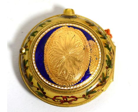 A late 18th century gilt metal enamel outer pocket watch case (a.f.)