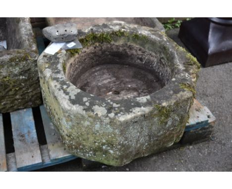 A 19th century sandstone octagonal planter. 28cm high x 61cm wide.