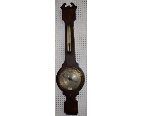 An early 19th century rosewood wheel barometer, silvered register inscribed J Levy, Gainsborough, c.1830, faults