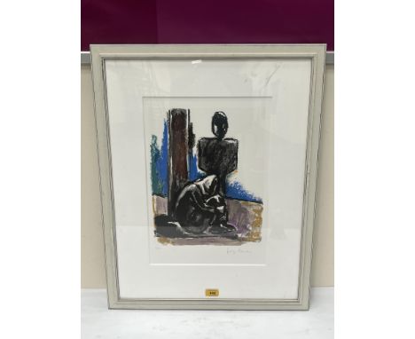 * JOSEF HERMAN, OBE, RA. POLISH/BRITISH 1911-2003. Two Grey Figures. Signed and numbered 52/150 in pencil. Lithograph, 18" x 
