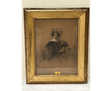 ENGLISH SCHOOL. 19TH CENTURY. A portrait of a lady. Pencil drawing 17" x 13".