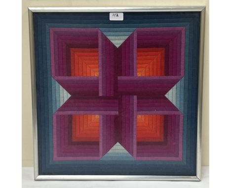 * ATTRIB: PATRICE ALLARD. FRENCH Bn 1945. A geometric design tapestry. 19" x 18". A similar image used as the album cover for