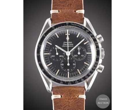 A GENTLEMAN'S STAINLESS STEEL OMEGA SPEEDMASTER PROFESSIONAL "PRE MOON" CHRONOGRAPH WRIST WATCH
CIRCA 1968,&nbsp;REF. 145.012