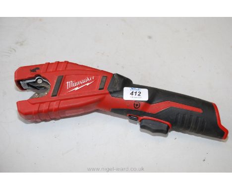 A Milwaukee battery operated pipe cutter.