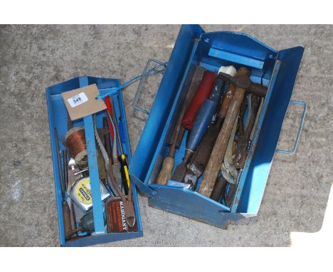 A metal tool box and contents.