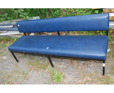 A metal framed leather effect Bench/seat, 6' long.