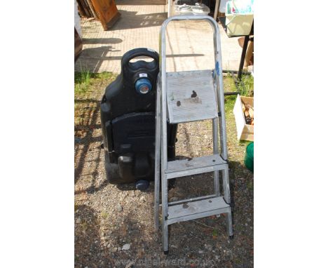 A two rung aluminium step ladder and a caravan waste hog.