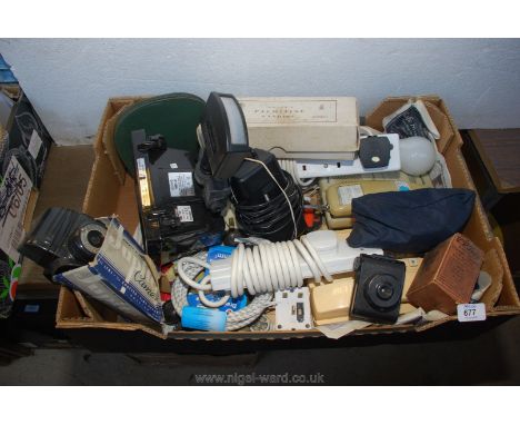 A halogon light - extension leads, mini camera etc.