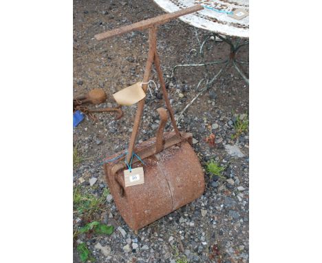 A small hand Garden Roller, 13'' x 12'' diameter.