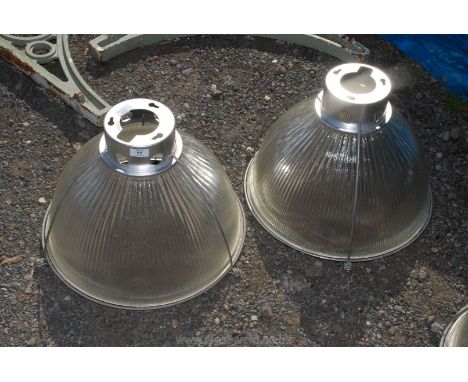 Two industrial glass Light Shades, 18'' diameter.