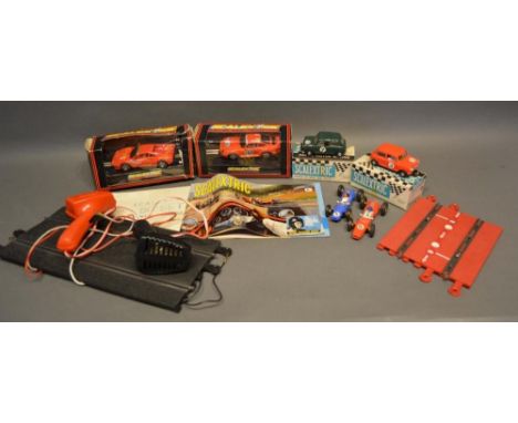 A Collection of Scalextric to include six cars, track and accessories 