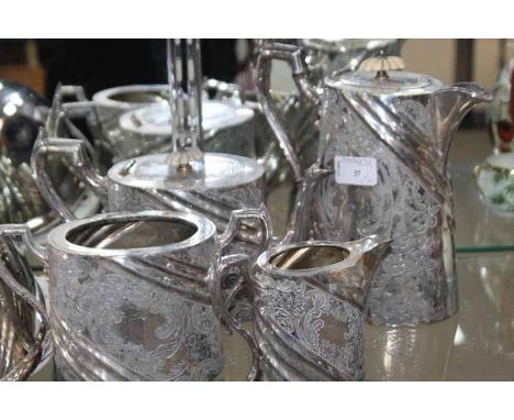 SILVER PLATED FOUR PIECE TEA SERVICE 
together with Wedgwood ceramics, etc