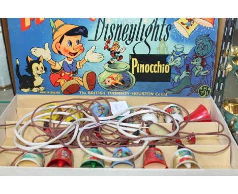 BOXED 1940s DISNEY "DISNEYLIGHTS PINOCCHIO" CHRISTMAS LIGHT SET
made by British Thomson-Houston Co. Ltd., with lantern shaped