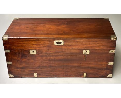 TRUNK, 19th Century Chinese Export, camphorwood and  brass bound with rising lid, 94cm x 44cm x 42cm H. 
