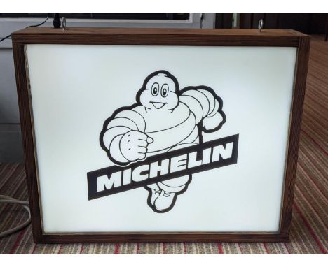 MICHELIN MAN BY BEE RICH, 51cm x 41cm x 11.5cm, bespoke light up artwork. 